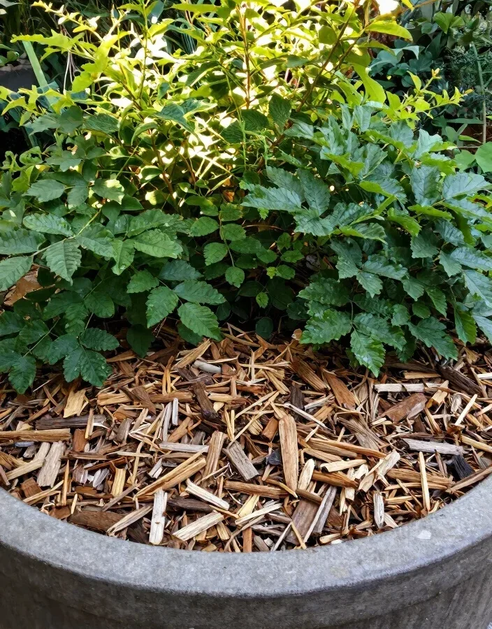 can you put mulch in the bottom of pots
