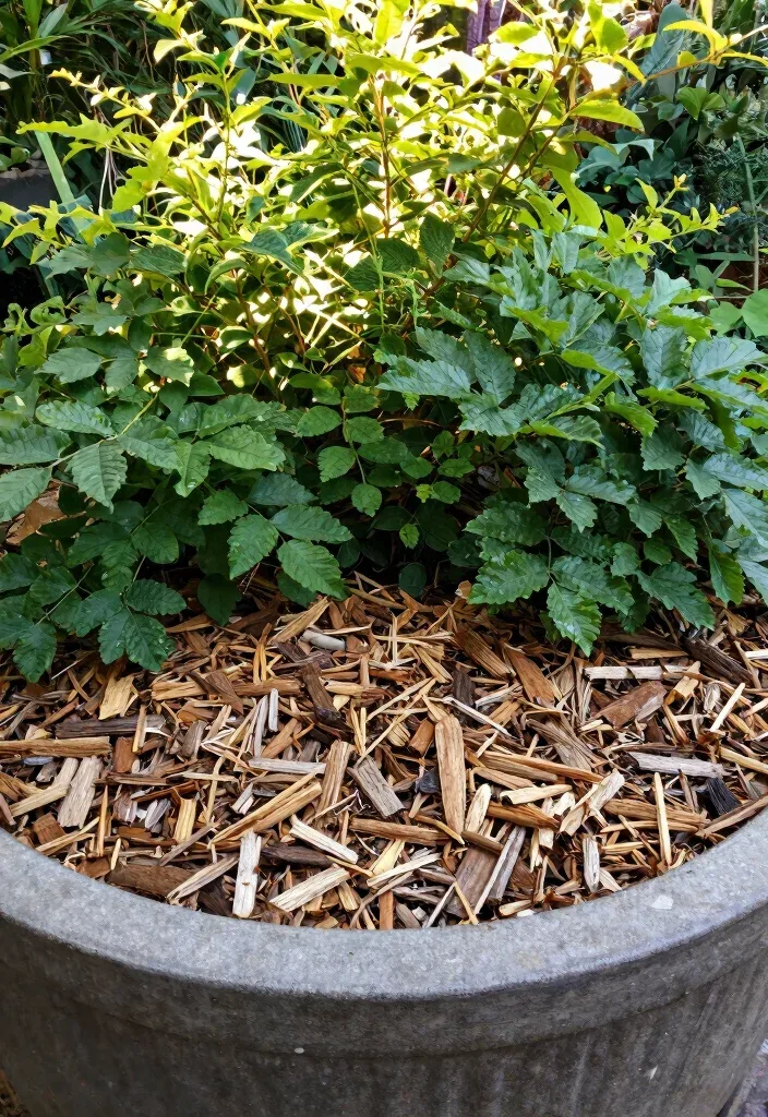can you put mulch in the bottom of pots